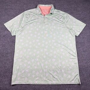 Simply Southern Shirt Mens XL Green Palm Tree Performance Polo Short Sleeve